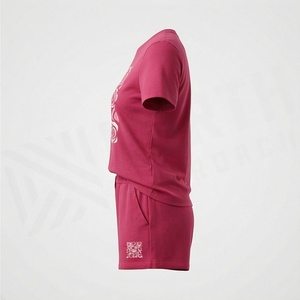 Ensemble décontracté pour femmes, t-shirt à manches courtes en coton imprimé rose et short au-dessus du genou, vêtements décontractés pour le printemps et l'été - Product Image 3