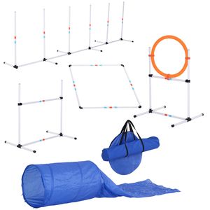Set da 5 Pezzi per Addestramento Agility Cani da Esterno con Coni in Plastica Resistente, Anello per Salto, Barra Ostacolo e Tunnel per il Fitness degli Animali Domestici - Product Image 1