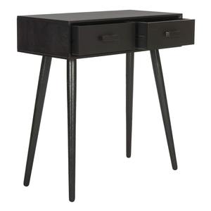 Mesa de Pasillo Compacta Negra con Dos Cajones, Organizador de Almacenamiento, Estilo Moderno, Escritorio con Detalles Metálicos Espejados para Sala de Estar, Entrada, Uso en Hoteles - Product Image 1