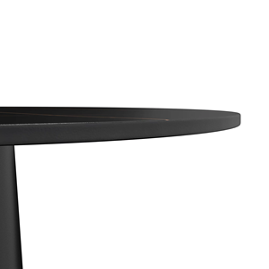 Table de salle à manger moderne pour cuisine et restaurant, plateau ovale en MDF avec bordure dorée, base en métal avec revêtement écologique. - Product Image 5