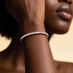 Silver Plated Moissanite Tennis Bracelet Brilliant Cut Channel Setting Geometric Luxury Unisex Everyday Wear GRA Certified - Product Image 4