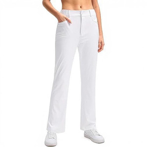 Straight High-Waisted Full-Length Corduroy Women's Formal <b>Trousers</b> Regular Fit <b>Elastic</b> <b>Waist</b> Breathable Eco-Friendly Custom - Product Image 4