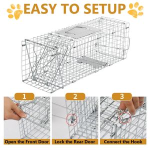 Trappola Pieghevole Resistente da 24 Pollici per Procioni, Gatti e Conigli - Gabbia per Animali Vivi per il Controllo dei Parassiti (Scoiattoli e Conigli) - Product Image 3