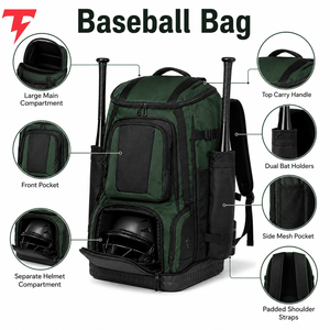 Sac de baseball offrant une grande capacité, une construction robuste et une organisation pratique pour les battes, les gants, les balles et l'équipement d'entraînement. - Product Image 6