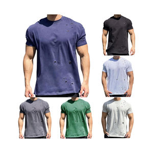 เสื้อยืดสไตล์สตรีทแวร์ แขนสั้น คอกลม ผ้าฝ้าย 100% น้ำหนักเบา สไตล์ดิสเทรส สำหรับฤดูร้อน รับผลิตแบบ OEM มีจำหน่าย - Product Image 2