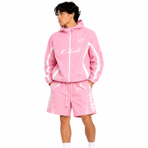 Shorts coupe-vent réfléchissants légers anti-UV écologiques pour hommes, ensemble 2 pièces en nylon froissé, survêtement respirant personnalisé avec capuche - Product Image 4