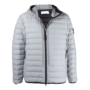 Mens Lightweight Down Puffer <b>Jacket</b> O Cotton R Nylon Quilted Hooded Blouson Water Resistant Winter Technical Coat - Product Image 1