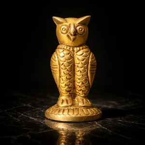 Figurine d'hibou en laiton texturé SHUBHAM, artisanat en métal, statue d'hibou sculptée, décoration de bureau pour étagère - Product Image 3
