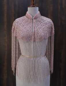 Borlas de cuentas de cristal al por mayor, flecos de tubo largo, material de borlas de cuentas, ribete de encaje para ropa y bolsos - Product Image 2