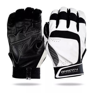 Gants de frappe de baseball en cuir blanc et noir, ajustables, avec paume rembourrée, doigts entièrement protégés, légers et respirants, pour l'entraînement - Product Image 1