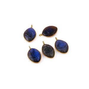 จี้รูปทรงมาร์ควิสทำมือจากพลอยลาบราโดไรต์ประกายระยิบระยับ ชุบทอง แฟชั่นทันสมัย ขายส่งจี้และชาร์ม - Product Image 2