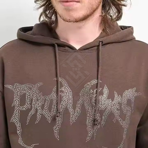 Sweat-shirts en molleton pour hommes de haute qualité en coton mélangé, avec strass, service OEM et couleurs personnalisées - Product Image 3