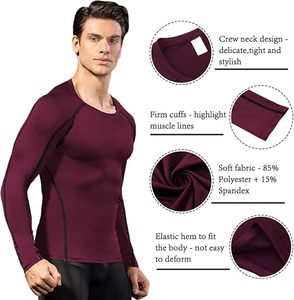 Men's Compression Long Sleeve Performance Shirt Premium Quick Dry Compression Base <b>Layer</b> <b>Top</b> Men's Athletic Compression Training - Product Image 5