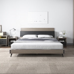 Muebles de dormitorio de Hotel, marco de cama de Material de madera HDF moderno, tamaño King, varios tamaños y colores - Product Image 1