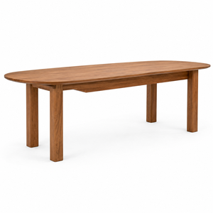 Modern Minimalist <b>Solid</b> Teak <b>Wood</b> <b>Dining</b> <b>Table</b> Set with <b>Round</b> Top Architectural Spine Base Design for Apartment Hotel & School - Product Image 2