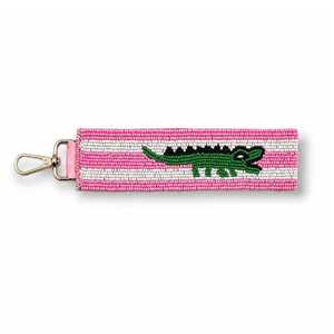 Porte-clés en acier inoxydable tressé perlé, motifs animaux, couleurs changeantes, texte personnalisé, mousqueton, breloques de sac, vert, rose, blanc - Product Image 5