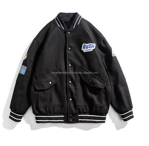 OEM ที่กำหนดเองเย็บปักถักร้อย Ptaches ฤดูหนาว100% ผ้าฝ้ายขนแกะมหาวิทยาลัยผู้ชายแจ็คเก็ตตัวแทน - Product Image 4