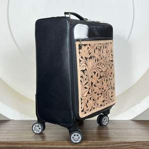 Sac de voyage à roulettes en cuir de vachette véritable fait main, nouvelle collection, durable, antivol, avec fermeture éclair, idéal pour les voyages - Product Image 4