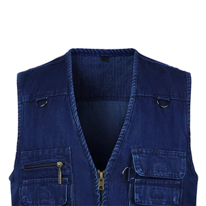 Veste de travail respirante de haute qualité, gilet de sécurité bleu en maille réfléchissante avec poche - Product Image 3