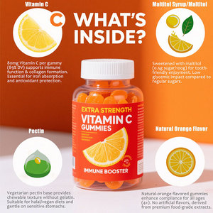 OEM üretici özel etiketi <span class=keywords><strong>C</strong></span> vitamini Gummies çiğneme şeker vitaminleri sakızlı ayılar turuncu lezzet - Product Image 5