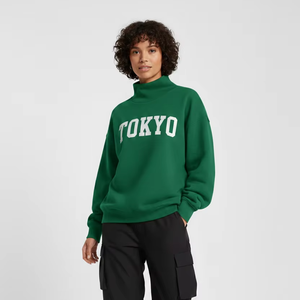 Sudadera de cuello alto para mujer, holgada, de invierno y otoño, lisa, antiarrugas, bordada, de forro polar, 100% de alta calidad con logo frontal - Product Image 1