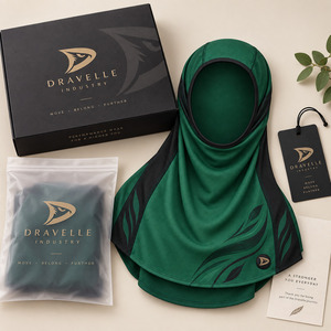 Hijab Deportivo Modesto, Elástico en 4 Direcciones, con Estampado de Letras, Antideslizante, para Entrenamiento, Personalizable OEM, UPF50+, Secado Rápido - Product Image 4
