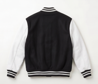 Veste universitaire homme noire et blanche avec boutons sur le devant, style streetwear, coupe-vent d'hiver, chauffante, 100 % laine