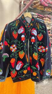 Velvet Breathable Embroidered Floral Jacket Full Sleeve Button <b>up</b> Collar Handmade <b>Open</b> Front Autumn Women's Regular GIFT for HER - Product Image 5