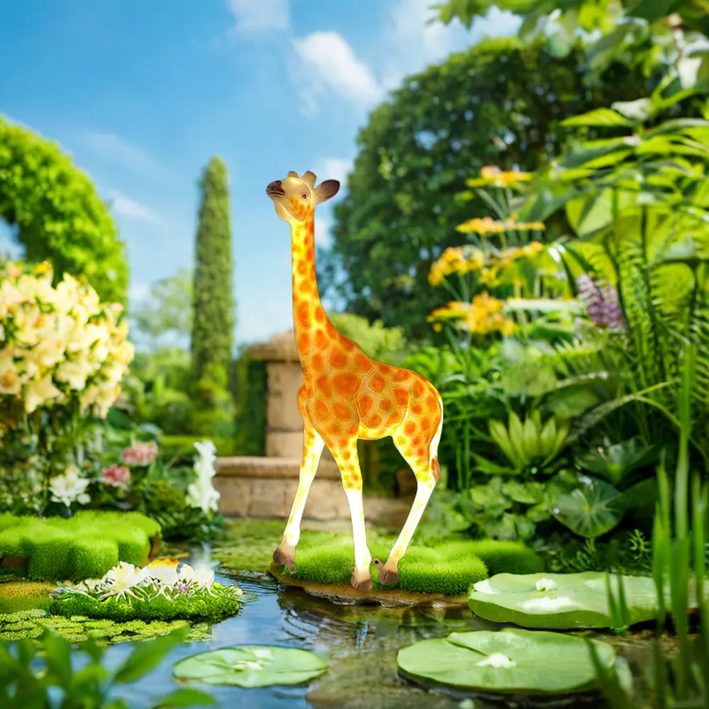Large Life Size Painted Polyresin Giraffe Animal Statue Decorative Garden Zoo Art for Chinese New Year Celebration