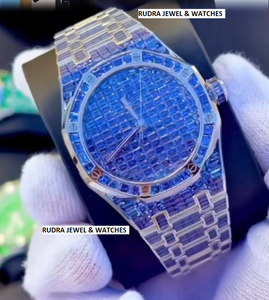 นาฬิกาฮิปฮอปแบบกลไกวินเทจประดับเพชรทรงบาแกตต์สำหรับผู้ชาย นาฬิกาหรูระดับพรีเมียม - Product Image 2