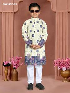 Kurta-Payjama de Rayón de Primera Calidad con Bordado Chickankari, Manga Larga, Bolsillo en un Solo Lado, Colección para Niños, Proveedor Indio - Product Image 4