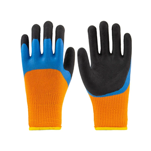 Anti-Slip PU Work <b>Gloves</b> with Textured Fingertips <b>Knit</b> Wrist General Purpose Safety <b>Gloves</b> Orange Black - Product Image 4