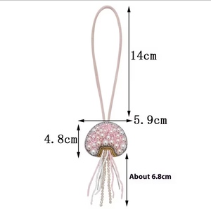 Porte-clés en strass fait main vintage couleur pêche méduse, breloque de poignet scintillante multicolore avec lettre initiale alphabet - Product Image 4