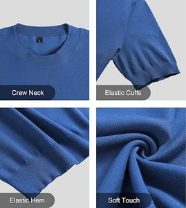 Camiseta de Manga Corta para Hombre, Cuello Redondo, Color Azul Sólido, Corte Regular, Informal, 100% Algodón Jersey, Transpirable, Personalizable - Product Image 5