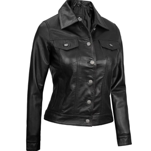 ELEGANT CORPORATION Women's <b>Winter</b> <b>Leather</b> <b>Jacket</b> with Zipper Closure Breathable & Quick Dry Polyester Filled - Product Image 5