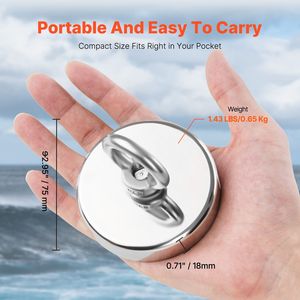 Magnete da Pesca al Neodimio Super Potente con Forza di Trazione di 318 Kg, Manico da 6 cm, Magnete di Sollevamento Superiore in Terre Rare - Product Image 5