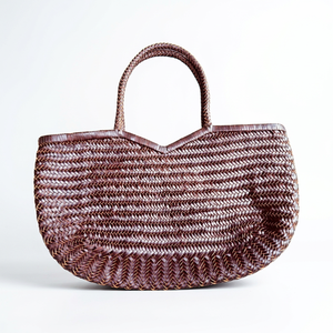 Genuine Leather Bohemian Fashion Lady Rattan Style Weave Vintage Bucket <b>Handbag</b> with Shoulder Strap 3L+ Capacity <b>Medium</b> Hardness - Product Image 1