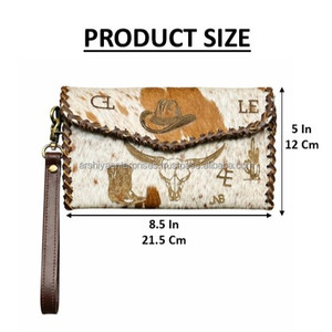 Cartera de mano de cuero de vaca de diseño occidental con pelo, tarjetero y monedero, bolso de mano para mujer, superventas - Product Image 2