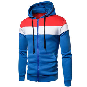 Sweat à capuche pour homme, noir, vert, rouge, à blocs de couleur, en polaire 100% coton, avec logo sur le devant, style décontracté, vêtements d'automne - Product Image 1