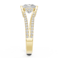 Bague de fiançailles pour femme en or massif 14 carats avec diamant taille princesse, sertissage pavé, style classique