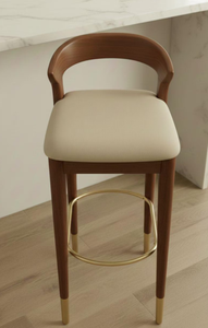 Tabouret de bar en teck de style ferme moderne et technique du milieu du siècle, au design durable, pour salon, maison, hôtel et événements. - Product Image 4