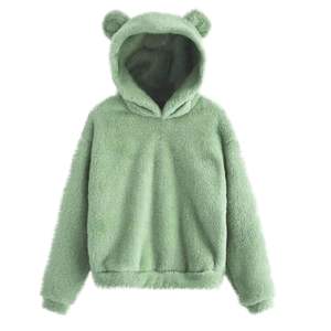 Sudadera con capucha de felpa francesa gruesa para mujer, transpirable, con logotipo bordado personalizado, diseño de oso adorable, talla grande, para invierno - Product Image 1