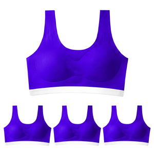 Soutien-gorge de sport pour femme, col ras du cou, maintien moyen, en Spandex et Polyester, couleur unie, sans rembourrage, bretelles non réglables - Product Image 5