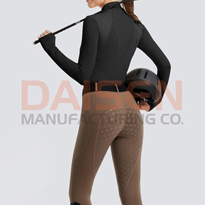 Women Equestrian <b>Base</b> <b>Layer</b> <b>Long</b> <b>Sleeve</b> Breathable Stretch Horse Riding Shirt OEM Factory Supply Performance - Product Image 3