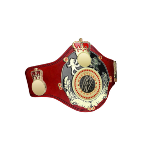 Cinturón de Campeón de Lucha Libre, Diseño de Lujo en Cuero Rojo, Corona con Detalle de León Dorado, Personalizable - Product Image 5