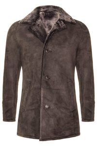 <b>Men's</b> Sherpa Lined Winter <b>Jacket</b> <b>Men's</b> Brown Sheepskin Real Shearling Classic <b>Suede</b> Leather Pea Coat Leather <b>jacket</b> Coat <b>Men</b> - Product Image 4