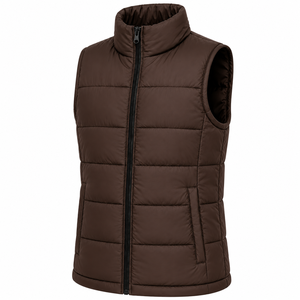 Gilet matelassé respirant personnalisé pour homme, col montant, fermeture éclair, rembourré en polyester/nylon, couleur unie, vêtement d'extérieur d'hiver sans manches - Product Image 5