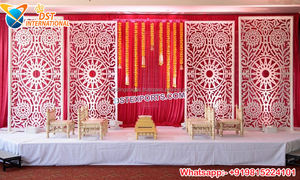 Cadres photo/panneaux de scène de mariage modernes, cadres dorés en fibre traditionnels pour scène de mariage, panneaux décoratifs en FRP pour scène de mariage au Royaume-Uni - Product Image 3