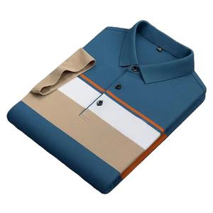 Polo de manga corta para hombre, informal, ajustado, diseño básico, de algodón a rayas - Product Image 3