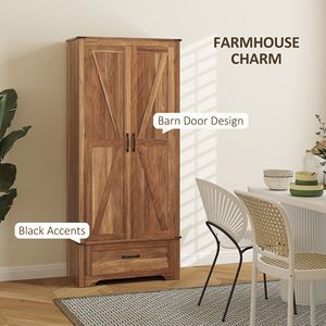 Mobile dispensa da cucina marrone stile rustico con 2 ante e ripiani regolabili - Product Image 6